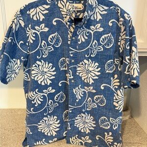 Reyn Spooner Blue and White Floral Men's Shirt